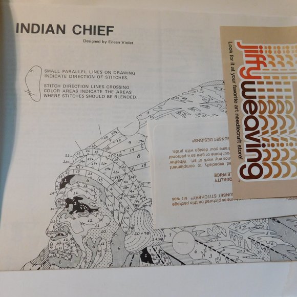 Sunset INDIAN CHIEF Crewel Embroidery Kit Vintage - Picture 7 of 8